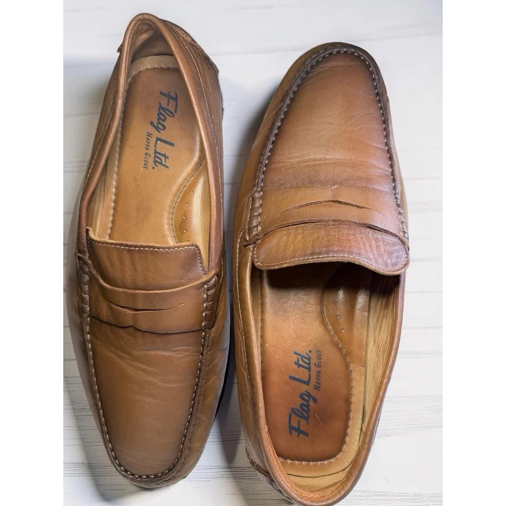 Flag Ltd. Nappa Glove Tan Leather Men's Loafer Size 10